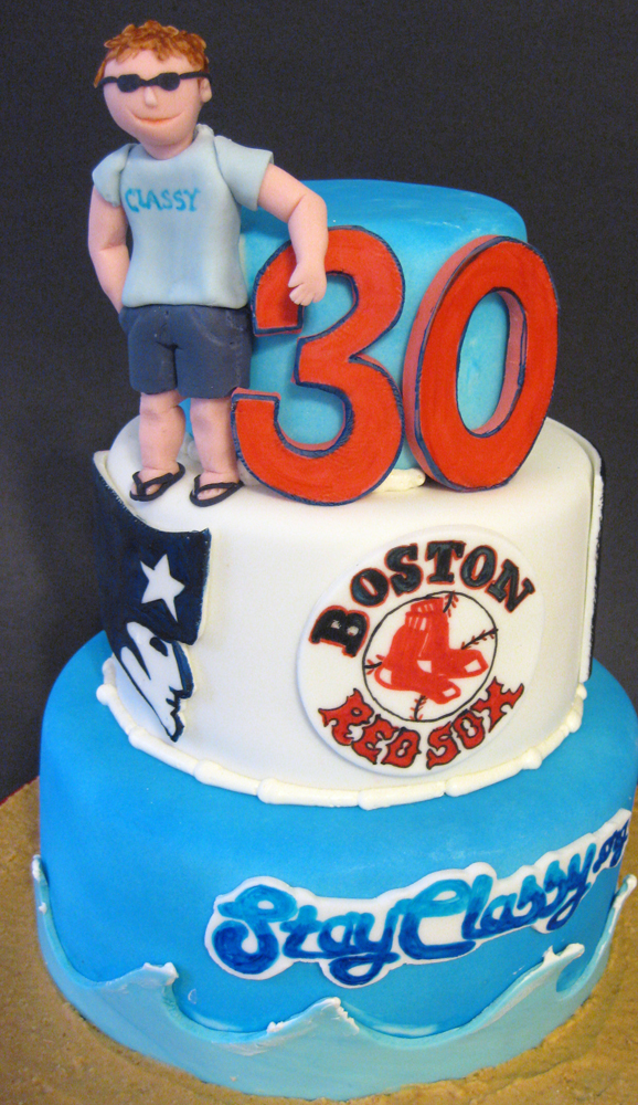 30th birthday Boston sports cake
