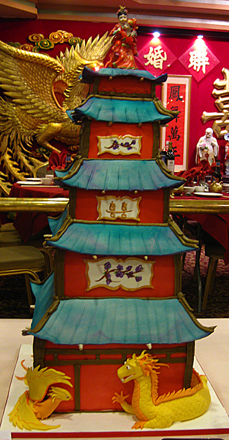 Sculpted Pagoda Wedding Cake