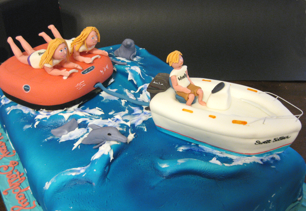 Sweet 16 Motorboat Sculpted Cake