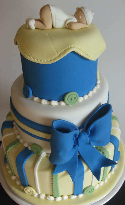 Buttons and Bows Baby Shower Cake Boy