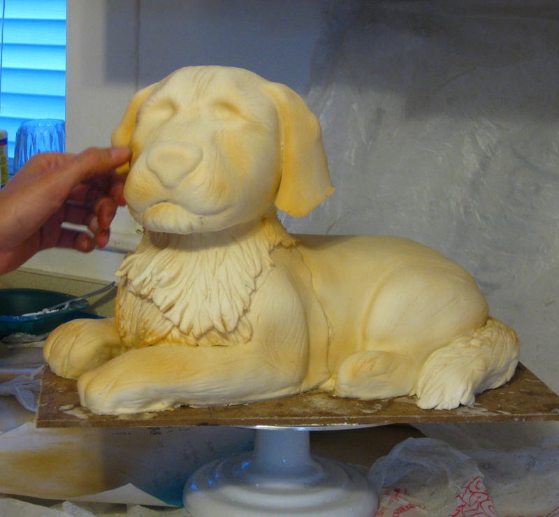Airbrushing Frosting the Dog Cake
