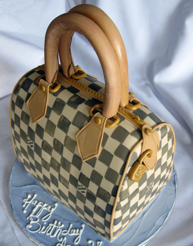Louis Vuitton Sculpted Checkerboard Purse Cake