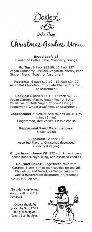 Christmas Goodies menu