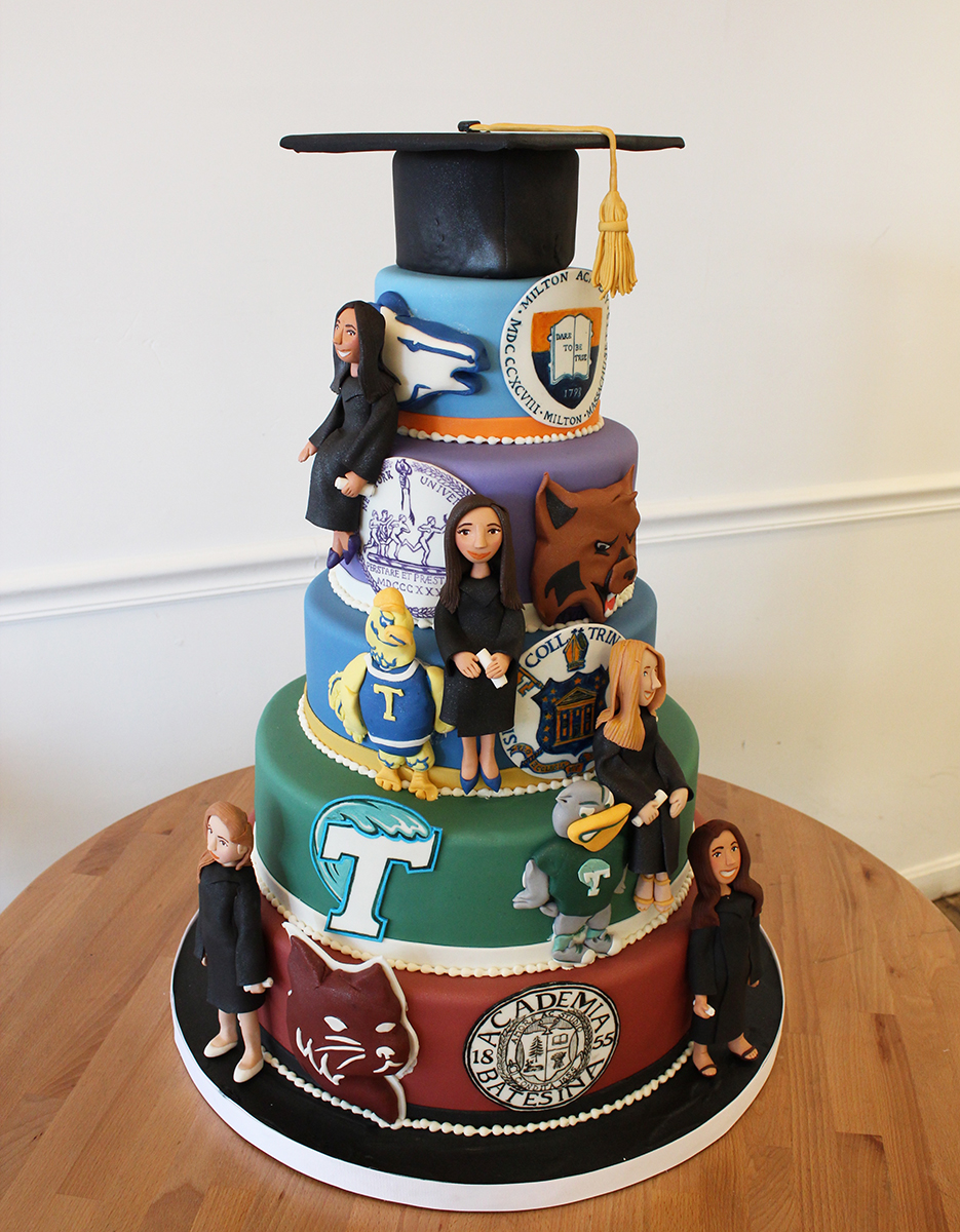 multiple students graduation high school college cake